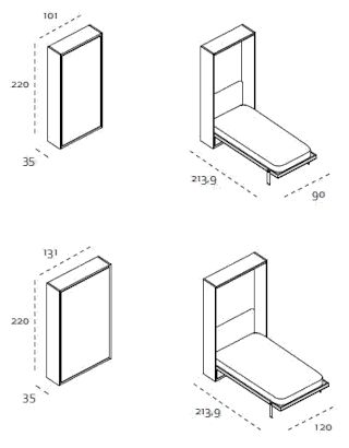 Dimensioni Altea 90/120 di Clei